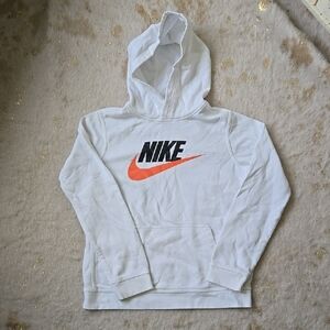 Nike White Hoodie with Orange Swoosh